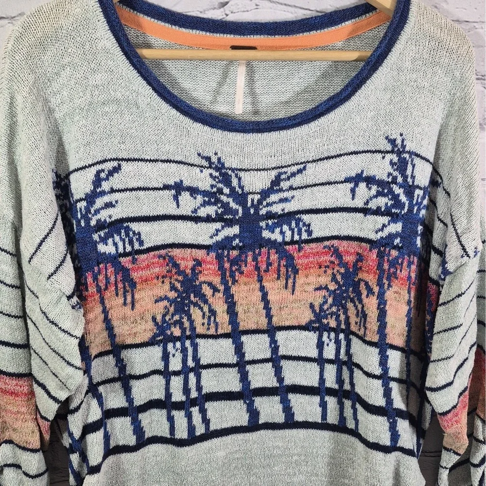 Free People Palm Breeze Sweater Womens Sz S Knit Beach Pullover Coastal Boho